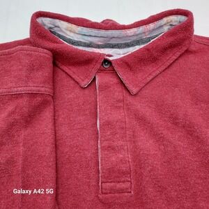 Tommy Bahama XXXL/TTTG Men's Long Sleeve Rugby Polo Shirt Red Soft